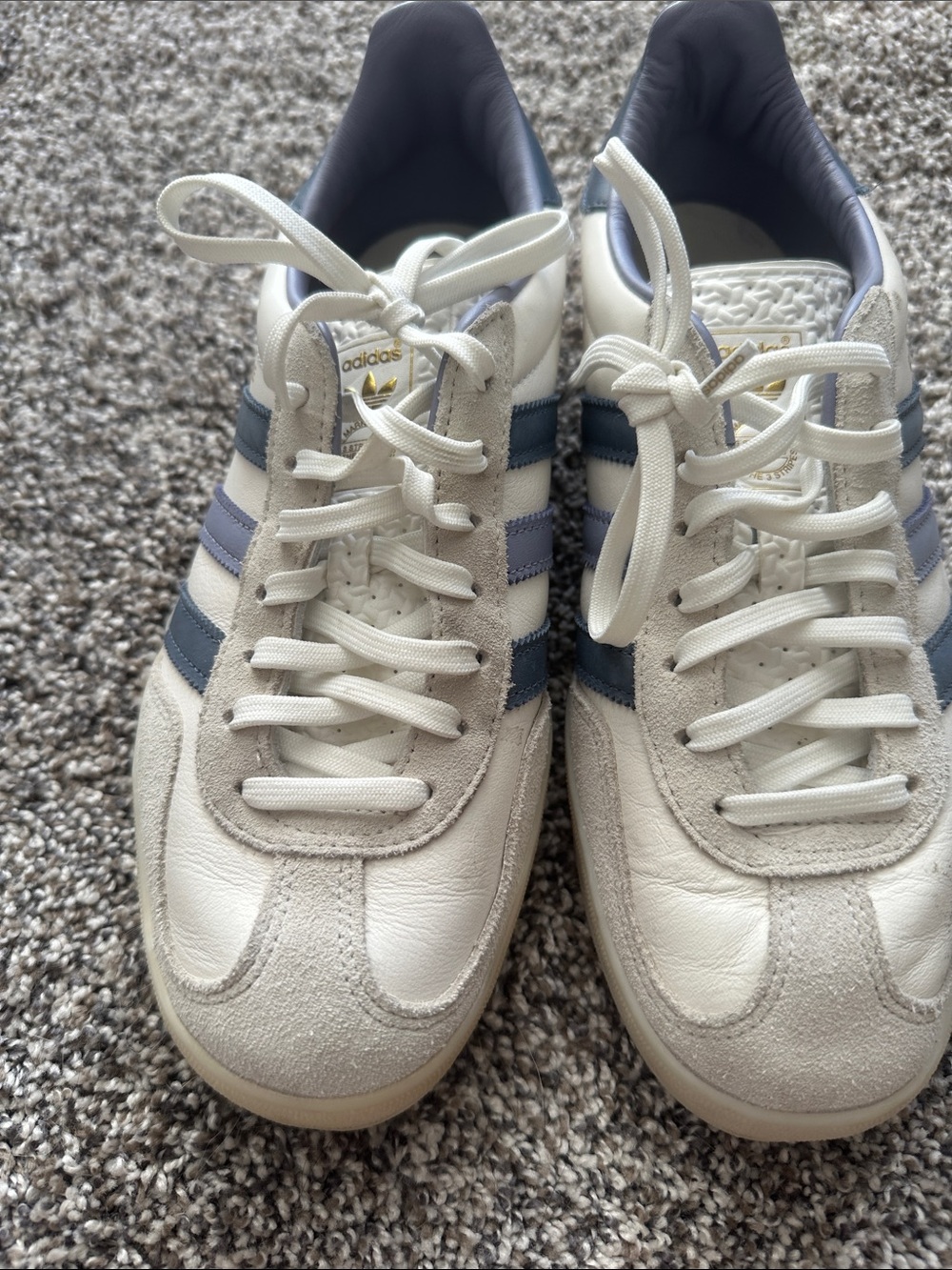adidas Men’s White and Blue Retro Athletic Sneakers